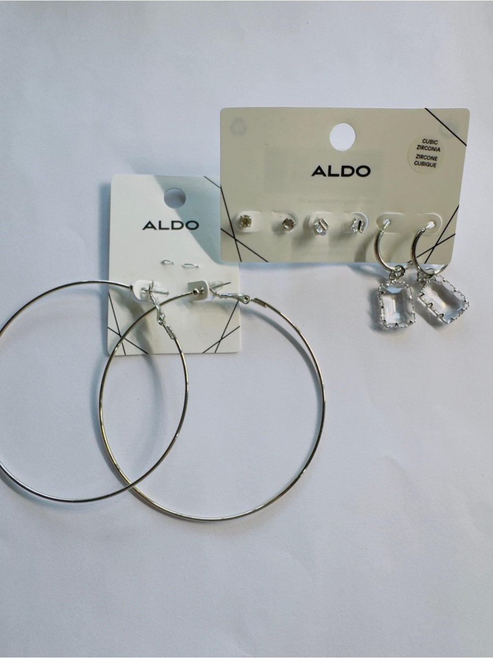 ALDO Silver Hoop & Crystal Stud Earring Set